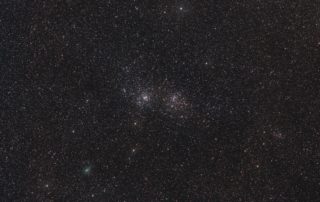 Double Cluster and Comet PANSTARRS C/2017 T2