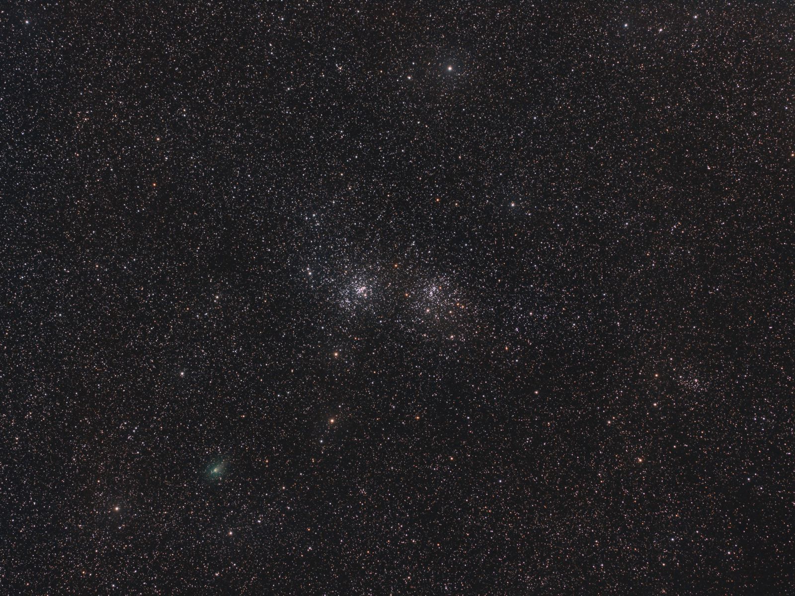 Double Cluster and Comet PANSTARRS C/2017 T2